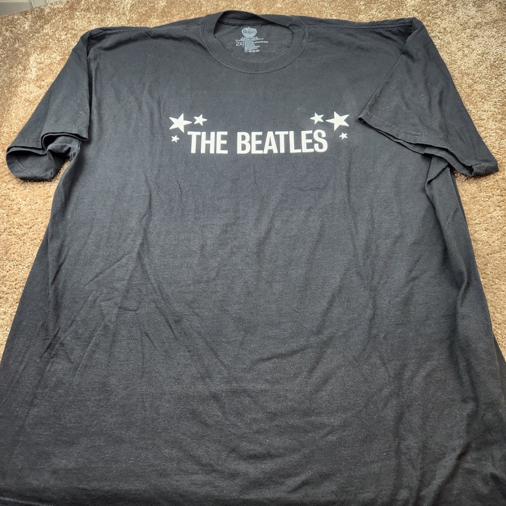 The Beatles American Tour 1964 Black Graphic T-Shirt Mens 2XL 100% Cotton 2024